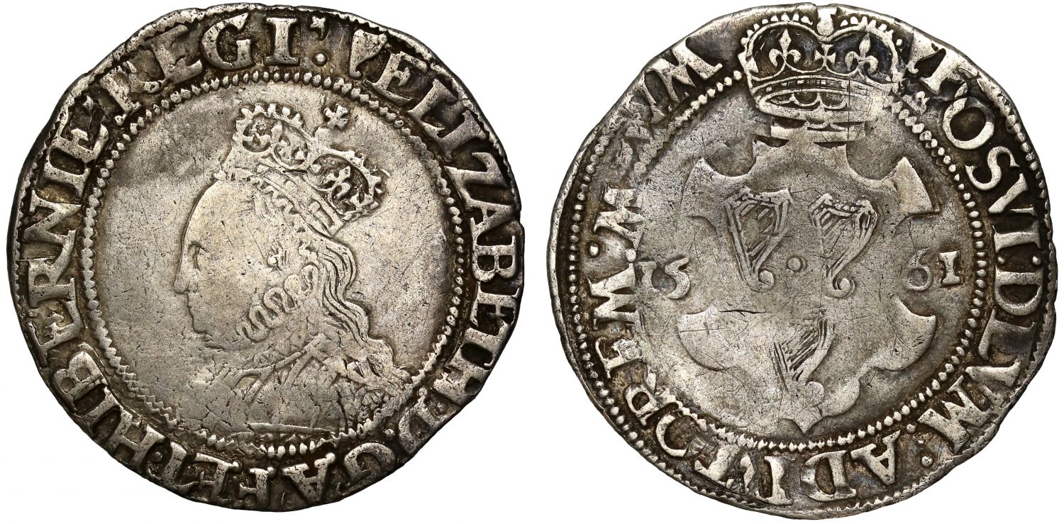 Ireland, Elizabeth I 1561 Shilling, REGI legend