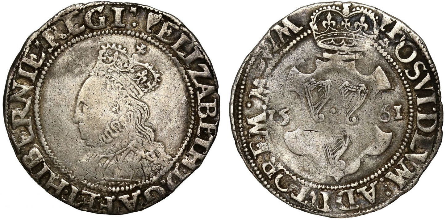 Ireland, Elizabeth I 1561 Shilling, REGI legend