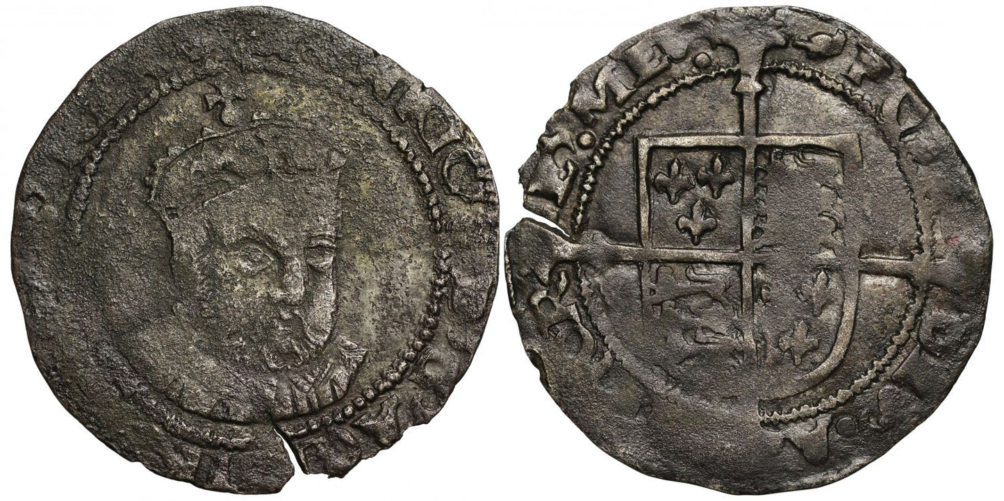 Henry VIII Posthumous issue base Groat, under Edward VI, mint mark martlet