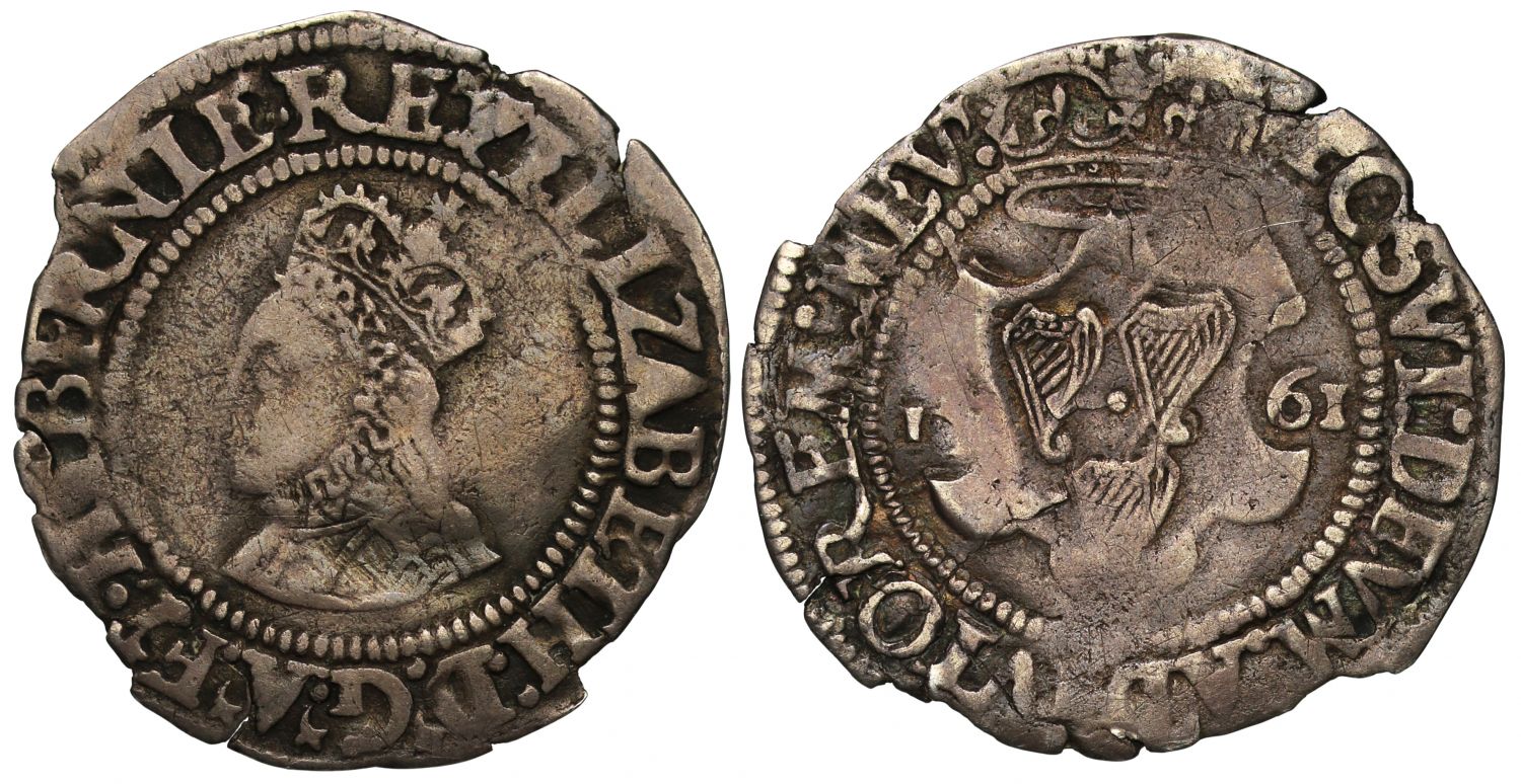 Ireland, Elizabeth I 1561 Groat, second coinage, fine silver, mint mark harp
