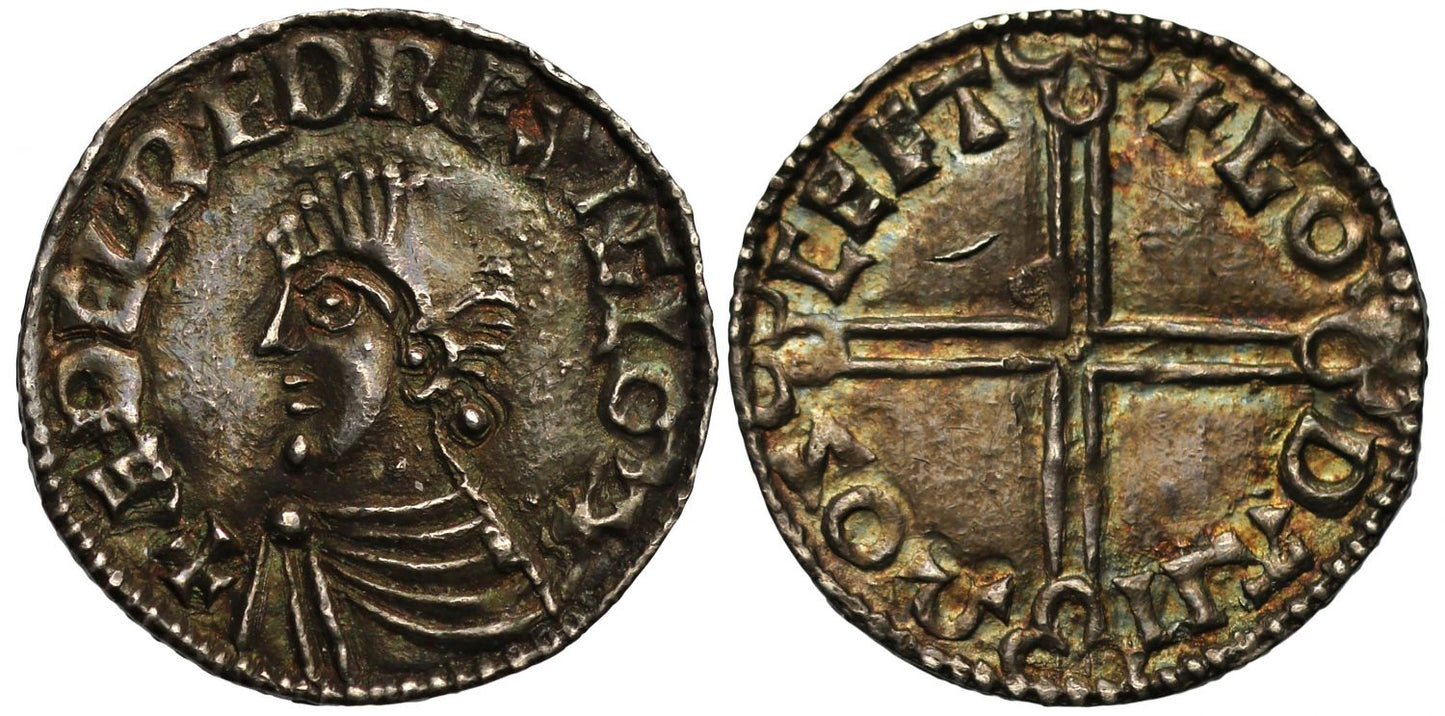 Aethelred II Penny, Long cross type, Shaftesbury, Goda, ex Stevens-Cox