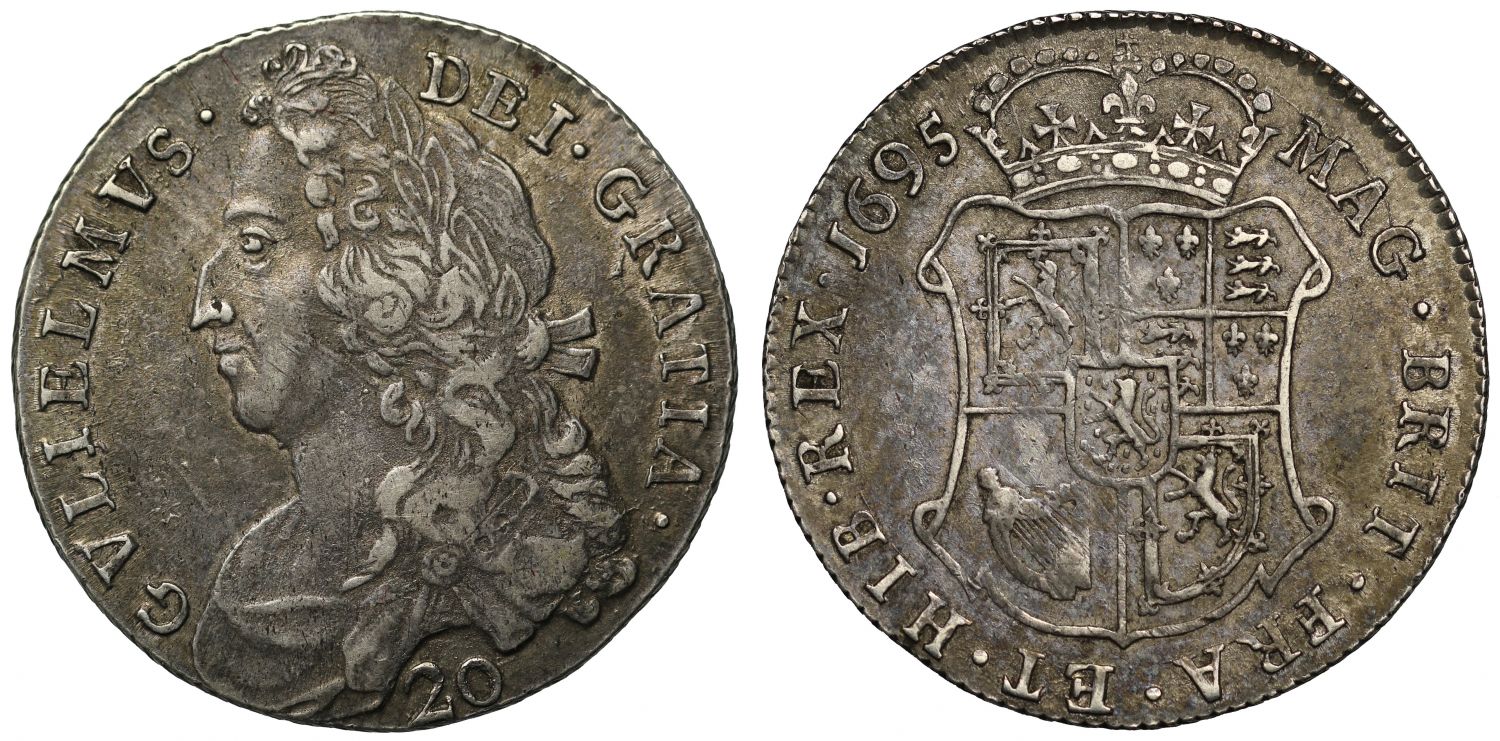 Scotland, William II 1695 silver Twenty-Shillings