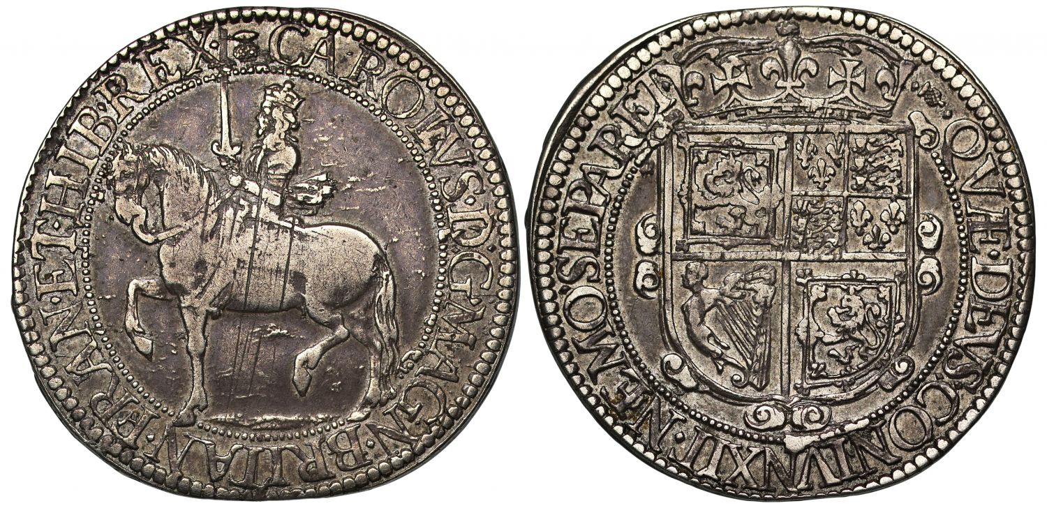 Scotland, Charles I Thirty Shillings, Briot intermediate issue mm thistle