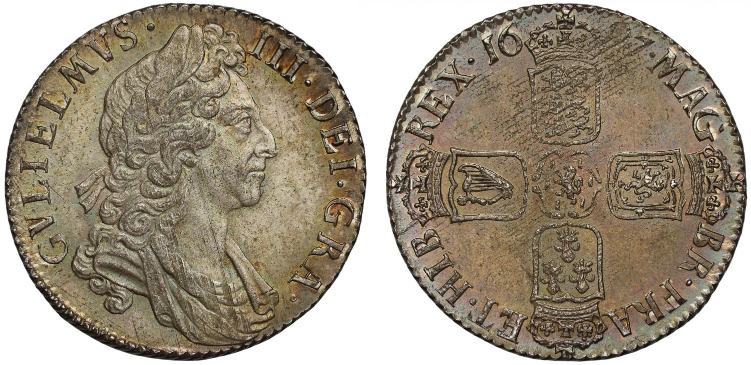 William III 1697 Shilling, third bust variety NGC UNC