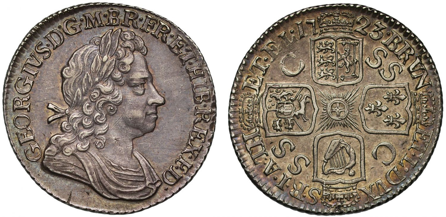 George I 1723 SSC Shilling, first bust