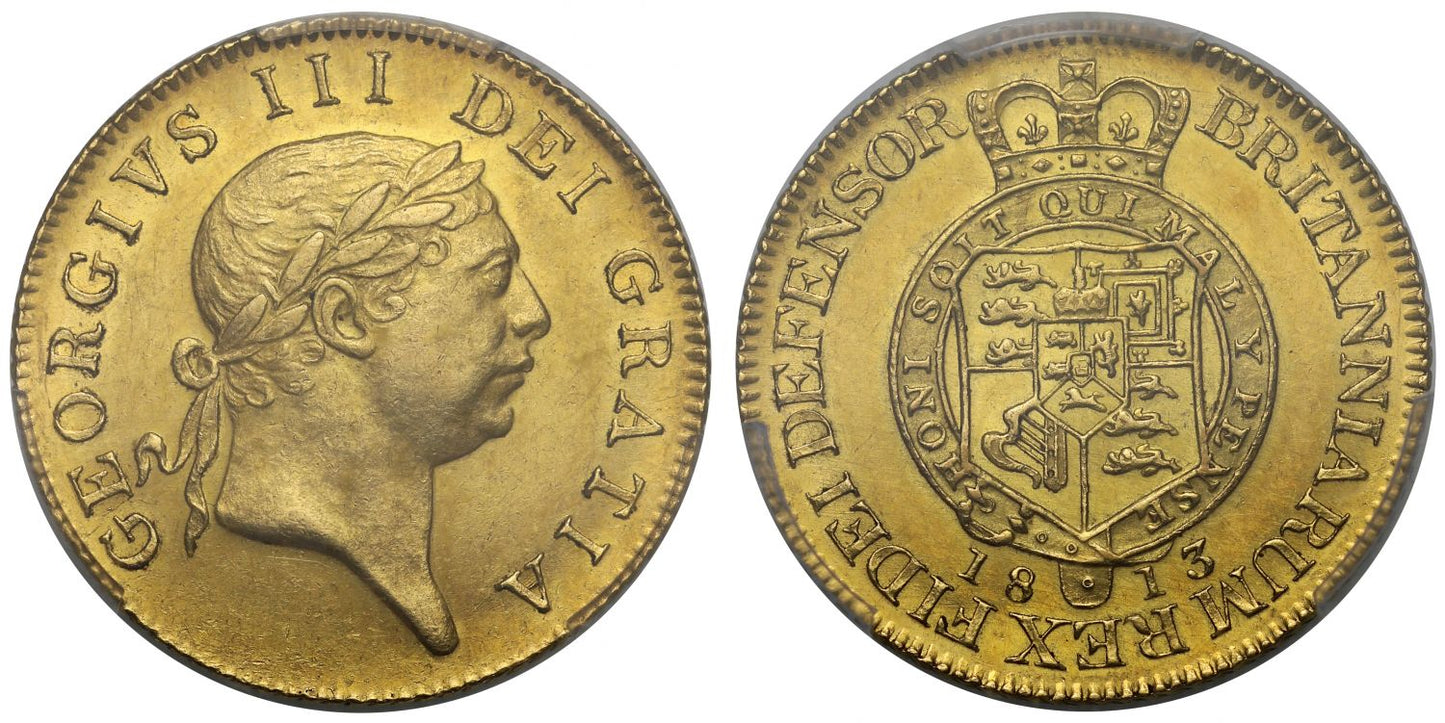 George III 1813 'Military' Guinea MS62, last type of Guinea, ex Salton collection