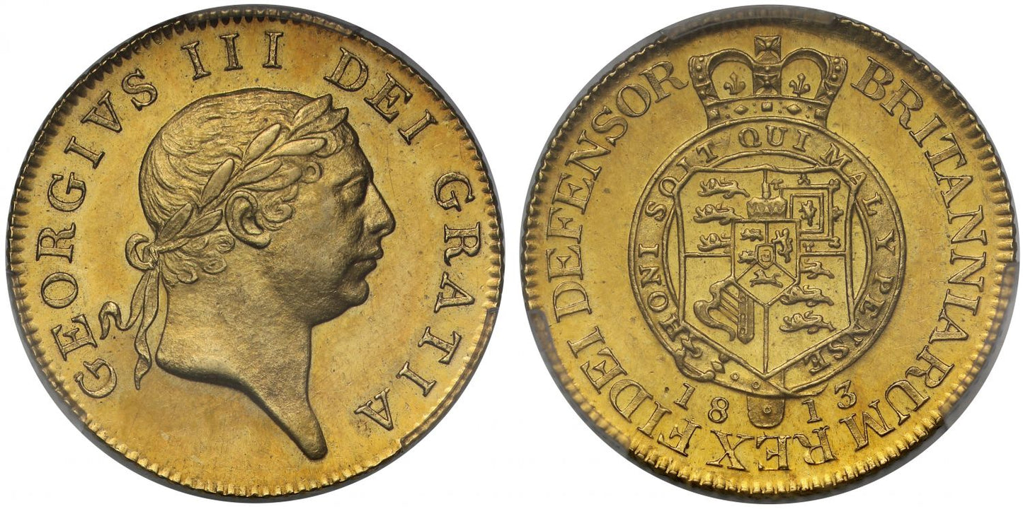 George III 1813 'Military' Guinea MS62, final year for denomination, ex Salton