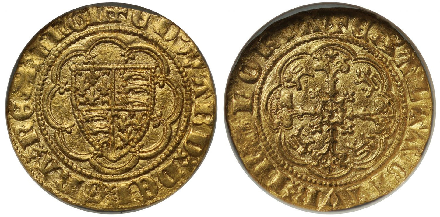 Edward III Quarter-Noble, Treaty period MS61, curule X both sides