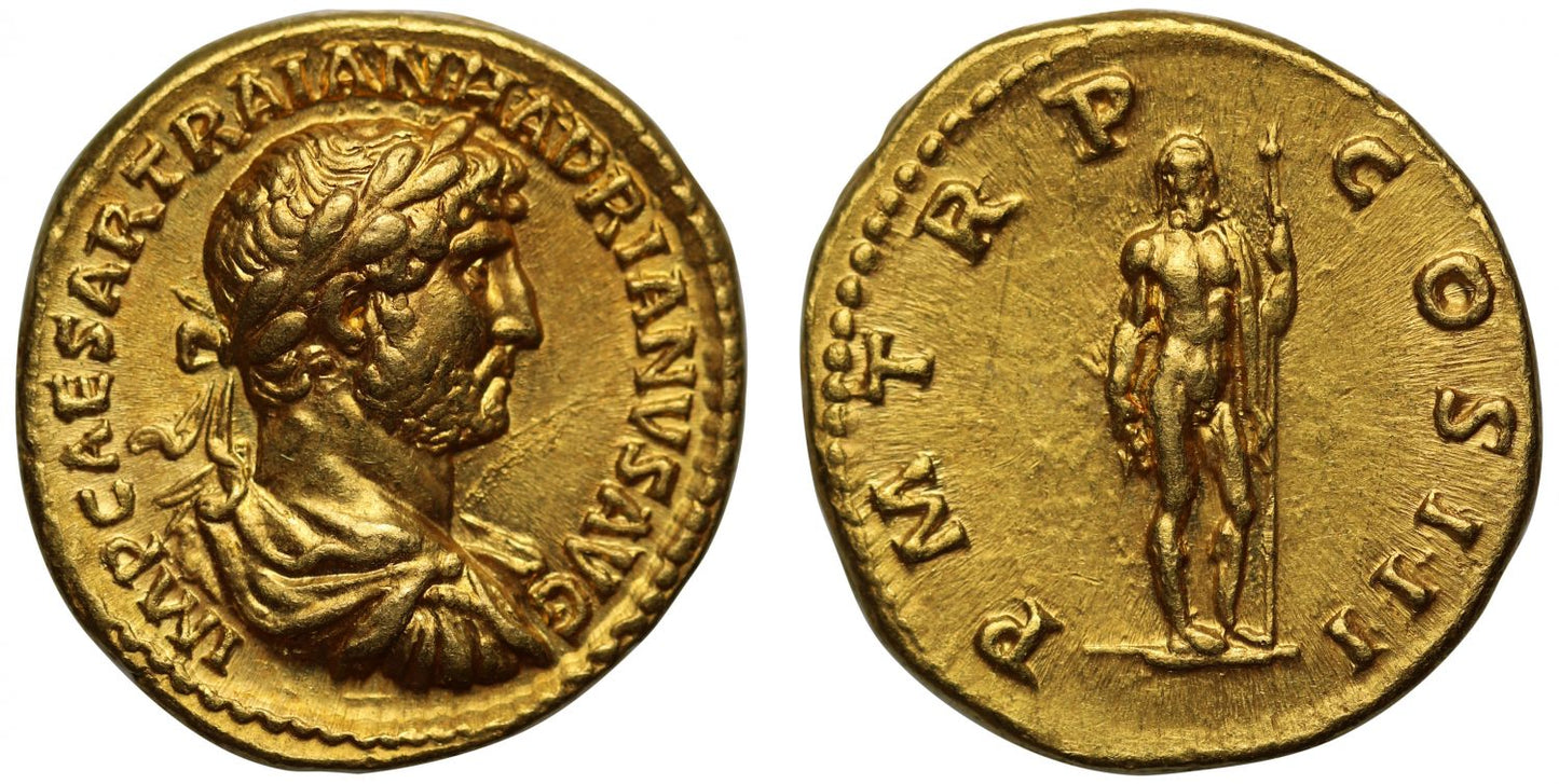 Hadrian, gold Aureus, NGC CH XF 5/5 4/5