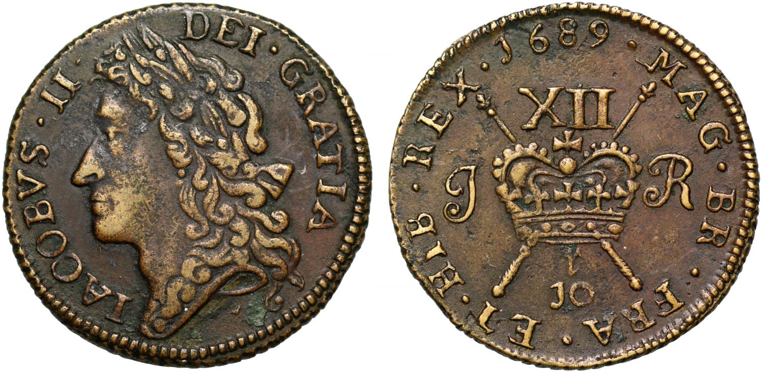 Ireland, James II 1689 10-R Gunmoney Shilling for December 1689