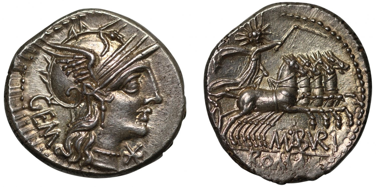 M. AVBRI M.F GEM, Silver Denarius.