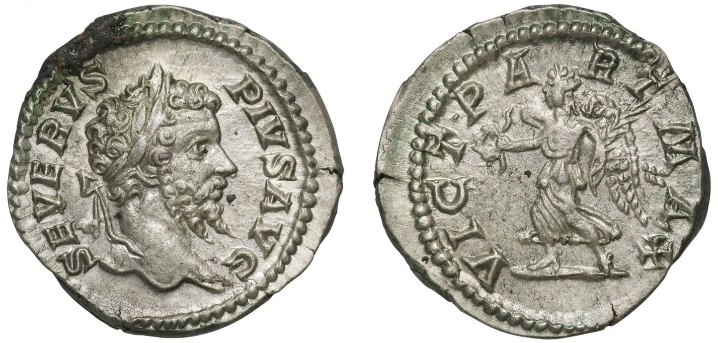 Septimius Severus, silver Denarius, Victory in Parthia.