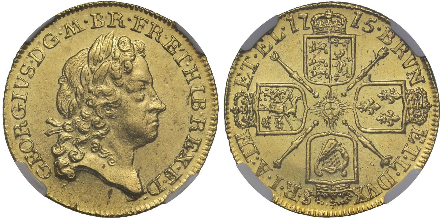 George I 1715 Guinea, second head, MS63 finest example graded