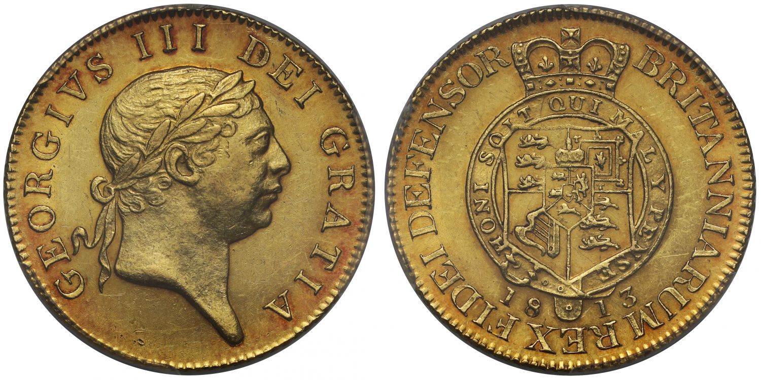 George III 1813 'Military' Guinea MS62, last year for denomination