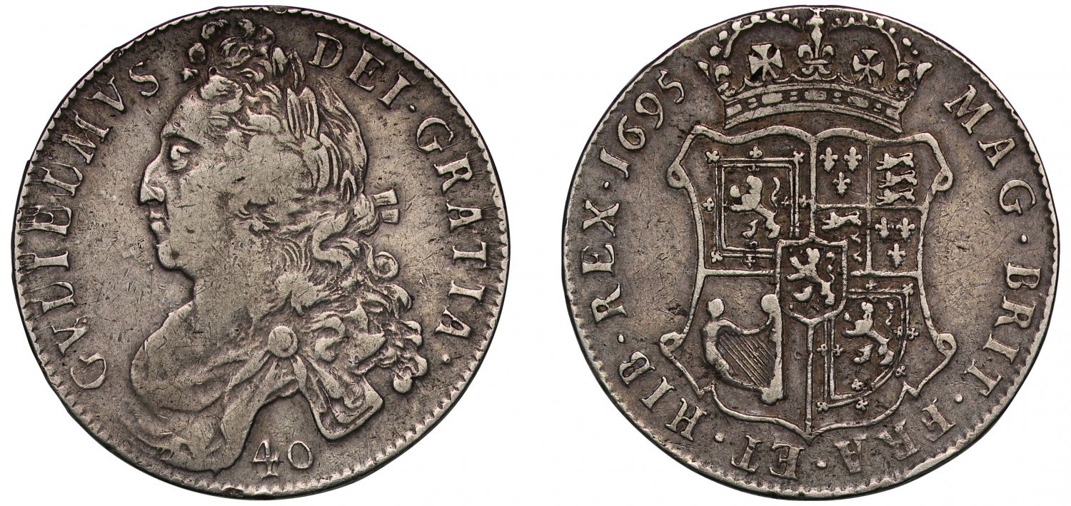 Scotland, William III 1695 Forty Shillings, no lozenges in Dutch arms