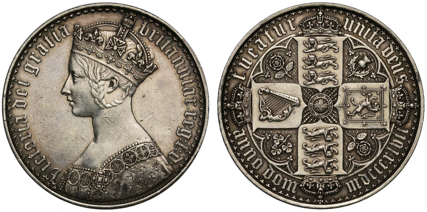 Victoria 1847 Gothic Crown, lettered edge year Undecimo, 8,000 struck