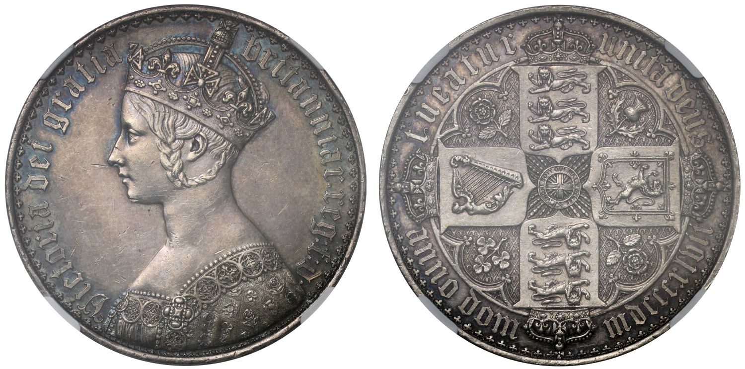 Victoria 1847 Gothic Crown lettered edge UNDECIMO, PF60