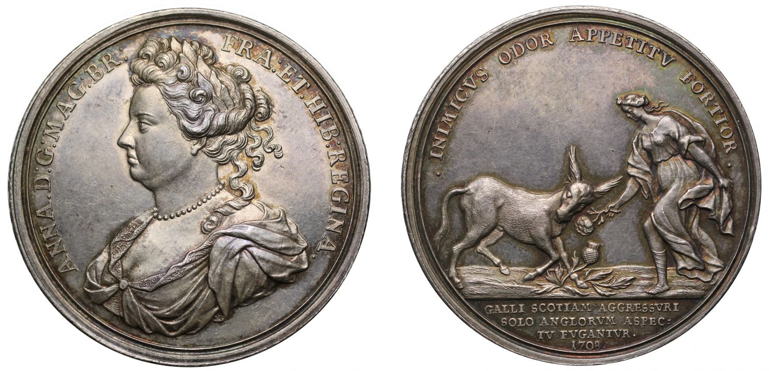 Attempted Invasion of Scotland, 1708, silver Medal by Brunner, ex Harding