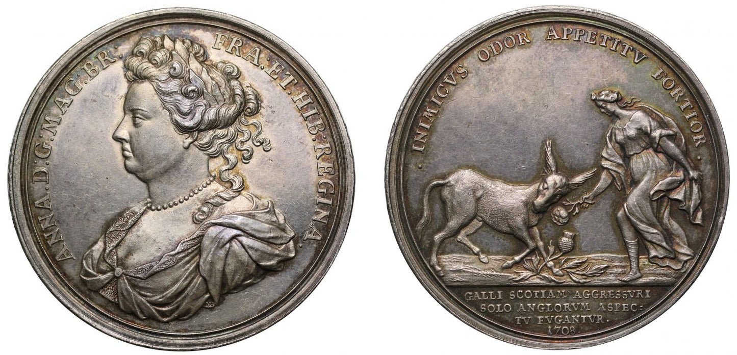 Attempted Invasion of Scotland, 1708, silver Medal by Brunner, ex Harding