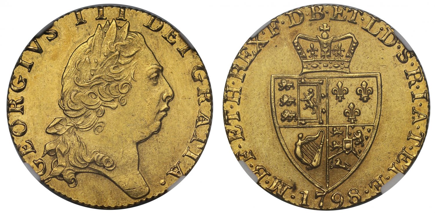 George III 1798 Guinea MS62, fifth head, spade reverse