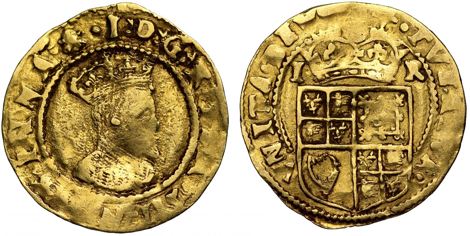 James I gold Halfcrown first bust, mm escallop