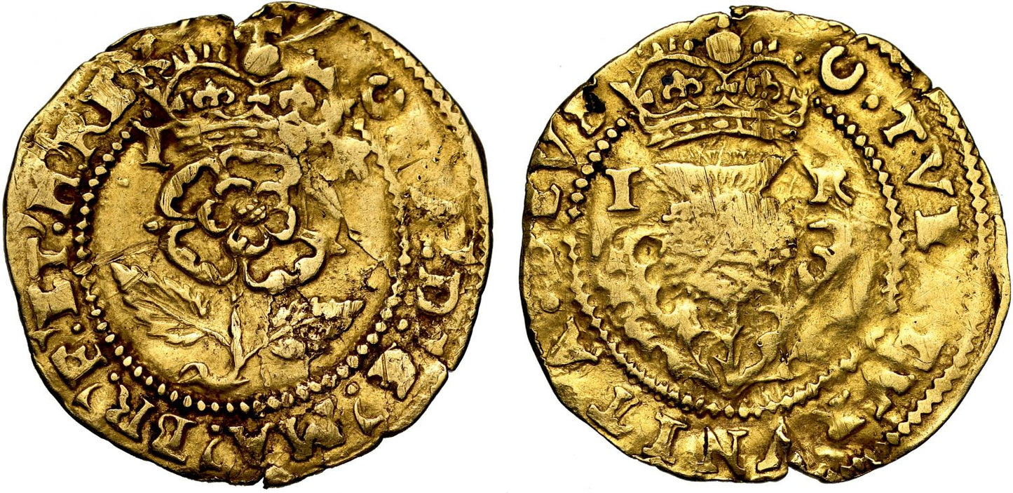 James I gold Thistle Crown of four shillings, mm crescent extremely rare mark