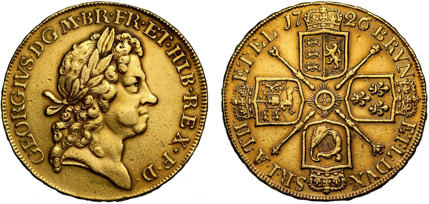 George I 1726 Five-Guineas, final year of the four for this reign