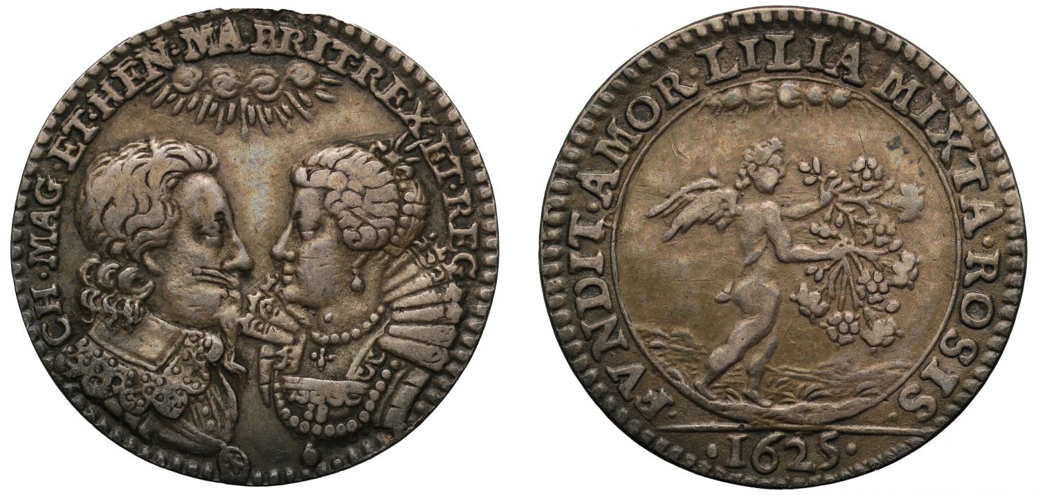 Marriage of Charles I to Henrietta Maria, 1625, cast silver Medal by Regnier