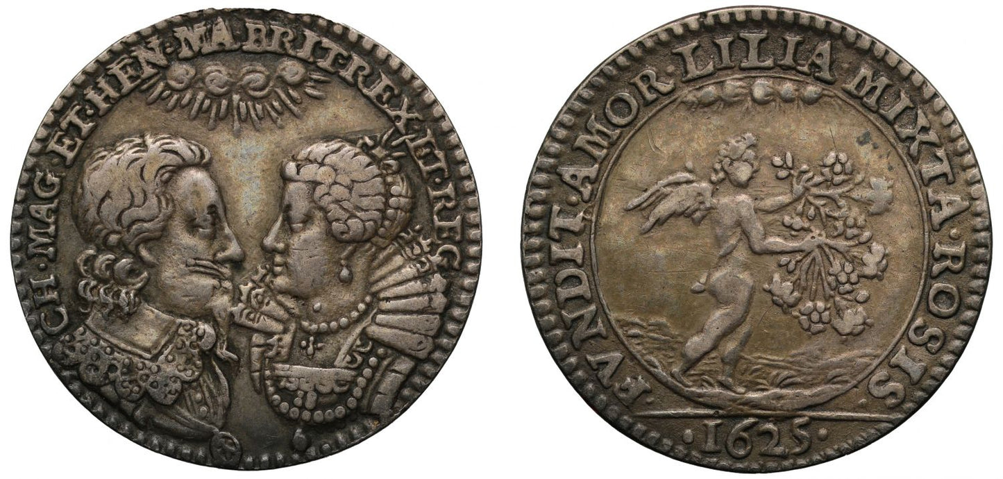 Marriage of Charles I to Henrietta Maria, 1625, cast silver Medal by Regnier