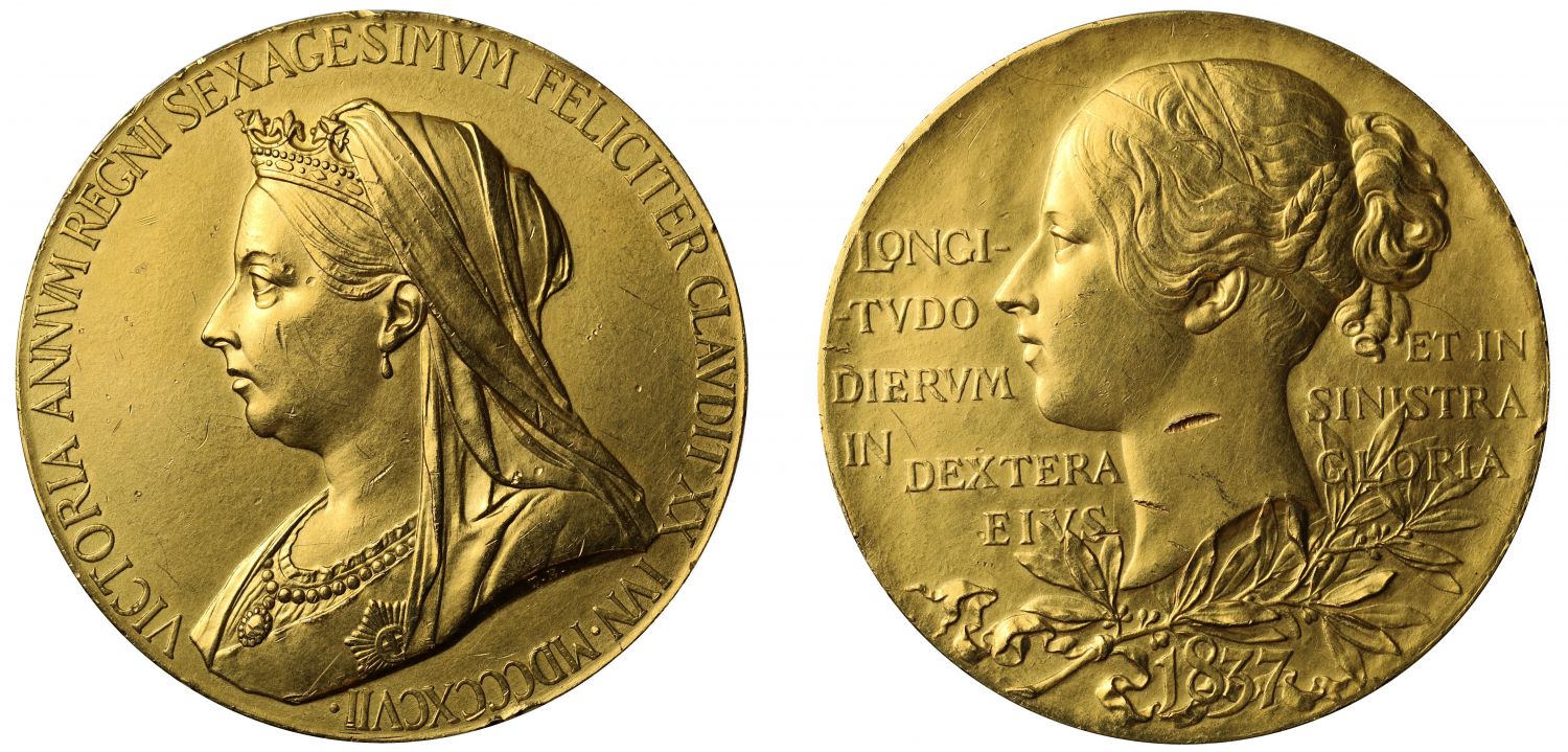 Diamond Jubilee of Queen Victoria, 1897, gold Medal by De Saulles