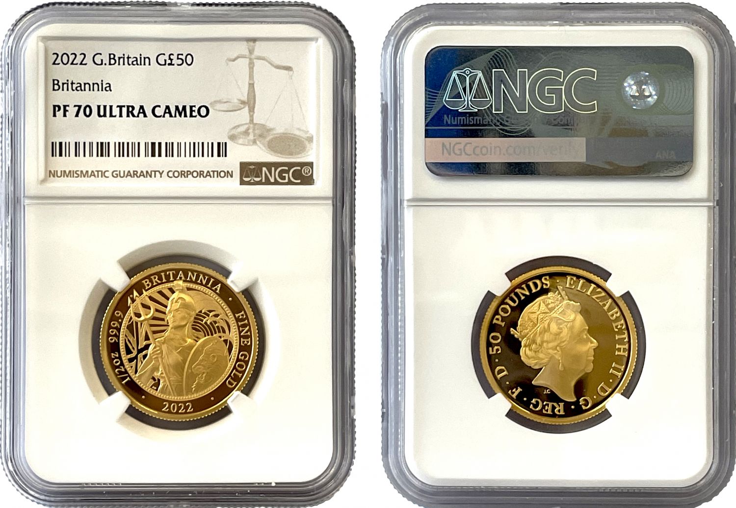 * Elizabeth II 2022 PF70 UCAM gold 1/2oz Britannia