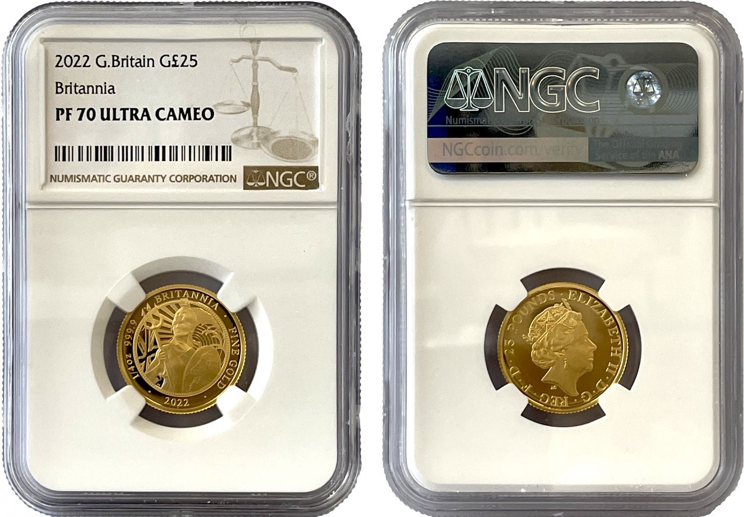 Elizabeth II 2022 PF70 UCAM gold 1/4oz Britannia