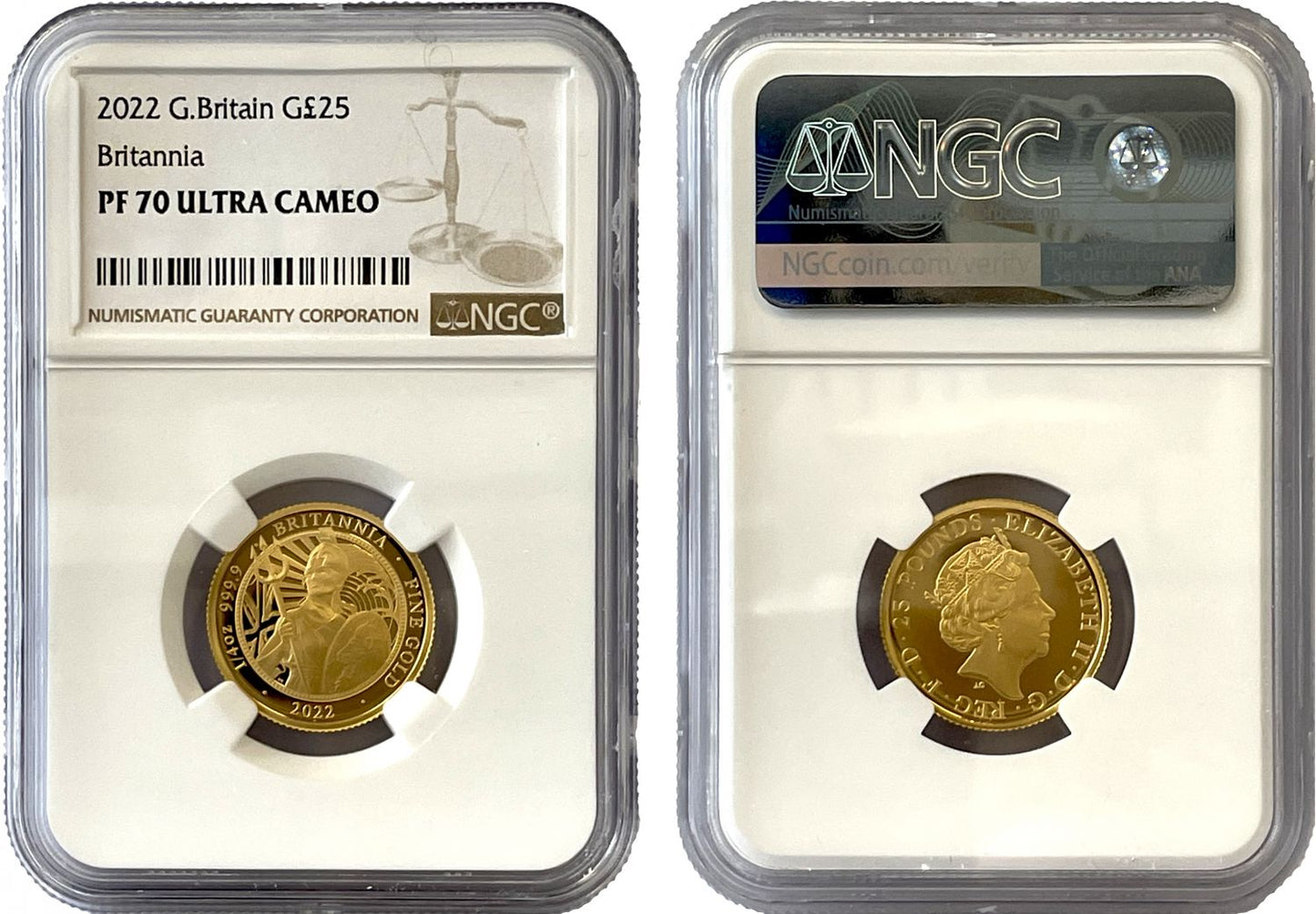 Elizabeth II 2022 PF70 UCAM gold 1/4oz Britannia