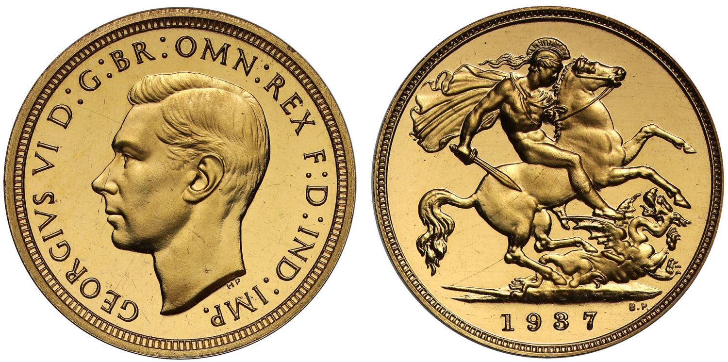 George VI 1937 proof Half-Sovereign PF65 CAMEO, Coronation issue