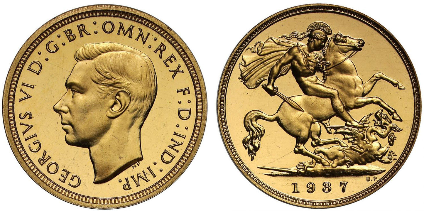 George VI 1937 proof Half-Sovereign PF65 CAMEO, Coronation issue