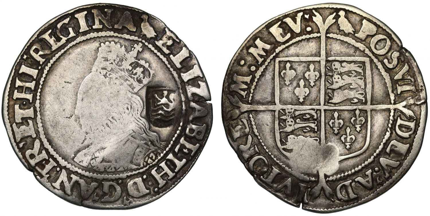 Elizabeth I silver Shilling mm. martlet Zeeland countermark