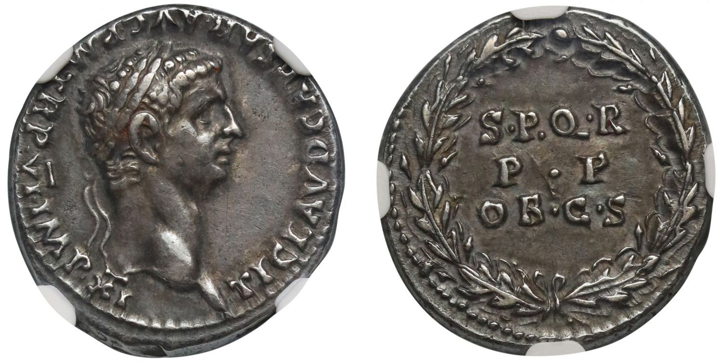 Claudius, silver Denarius,  XF* 5/5 5/5