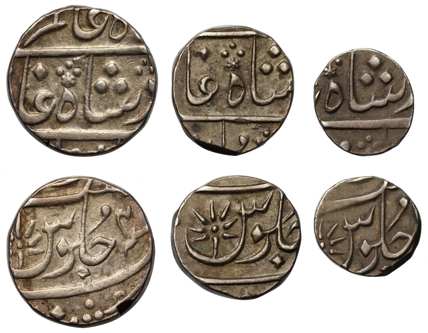 EIC, Bombay Presidency, silver Rupee, Half, and Quarter, 1806-24 issue.