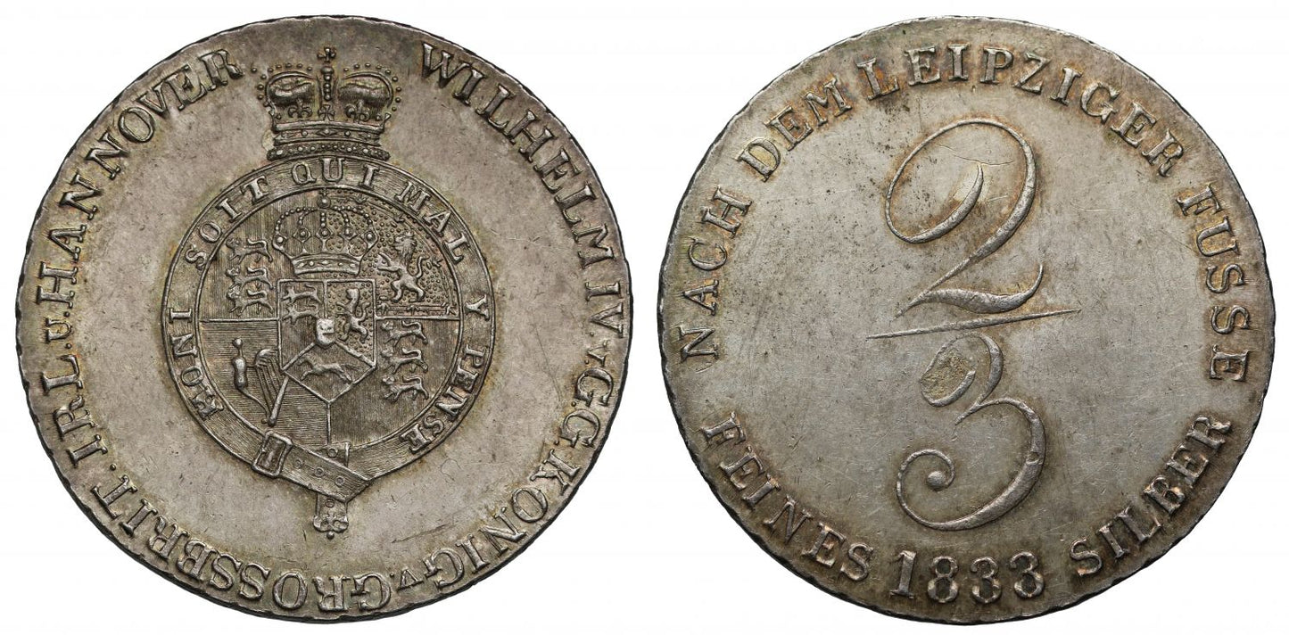 Germany, Brunswick and Luneburg 1833 2/3-Thaler